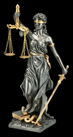 Kleine Justitia Figur - Göttin Der Gerechtigkeit - Silber Gold
