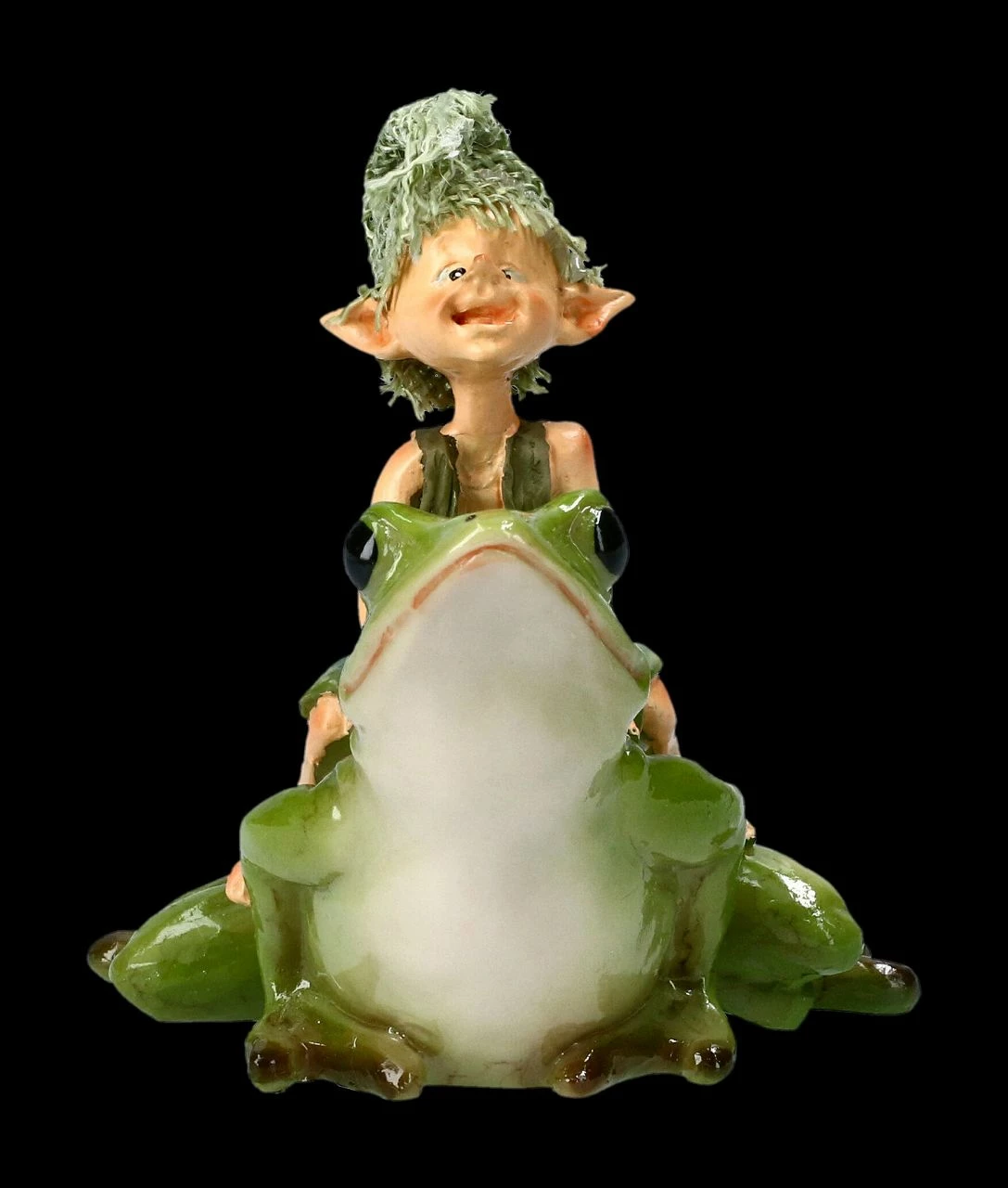 Pixie Kobold Figur Reitet Auf Frosch - Und Hopp....! – Bild 2