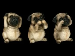 Drei Weise Mops Figuren - Nichts Böses