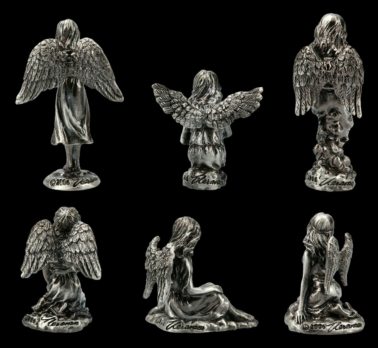 Kleine Zinn Engel Figuren Mit Kristall - 6er Set – Bild 4