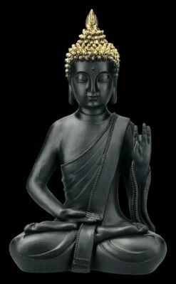 Schwarze Buddha Figur Mit Erhobener Hand