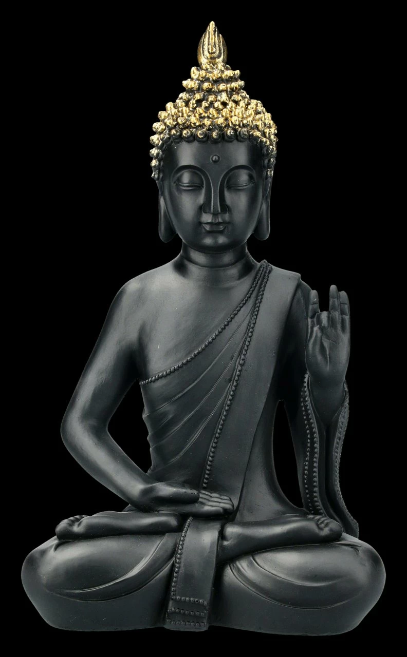 Schwarze Buddha Figur Mit Erhobener Hand