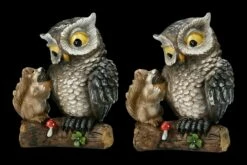 Lustige Eulen Figuren 2er Set - Eule Mit Eichhörnchen