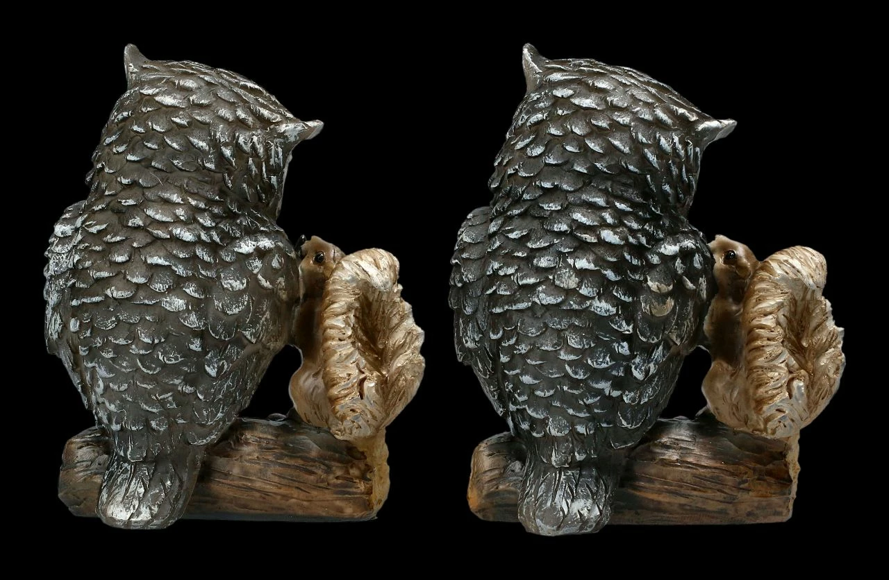 Lustige Eulen Figuren 2er Set - Eule Mit Eichhörnchen – Bild 2