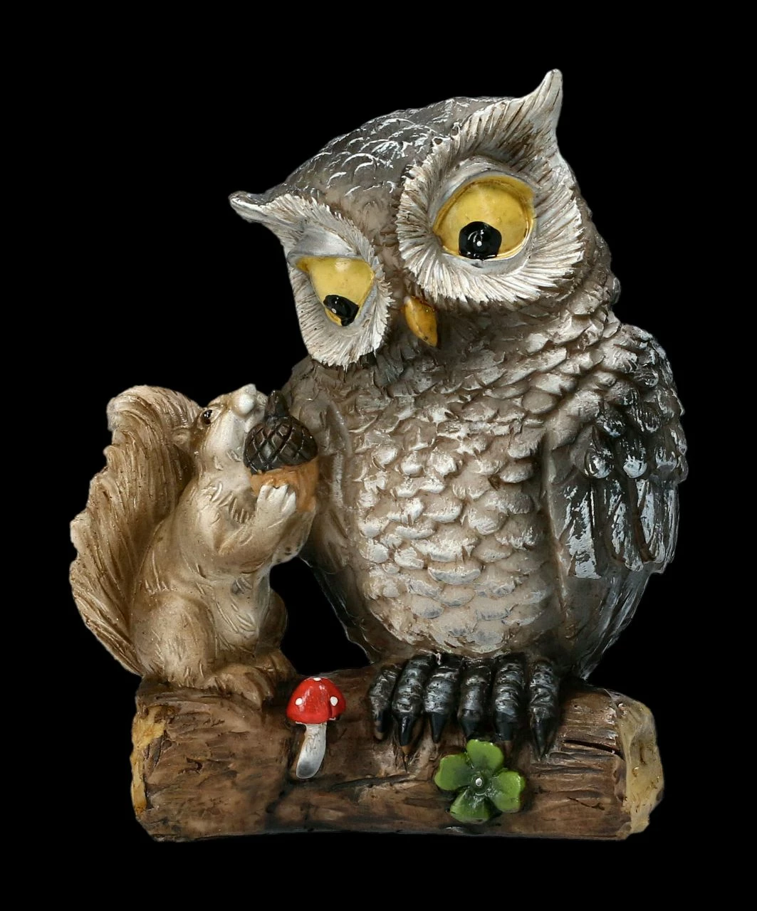 Lustige Eulen Figuren 2er Set - Eule Mit Eichhörnchen – Bild 3