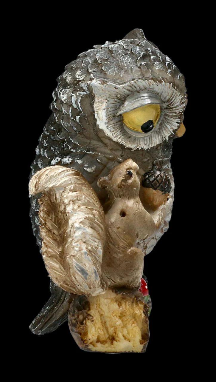 Lustige Eulen Figuren 2er Set - Eule Mit Eichhörnchen – Bild 7