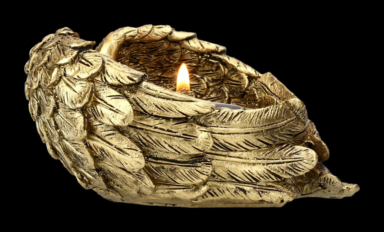 Teelichthalter - Engelsflügel Goldfarben – Bild 7