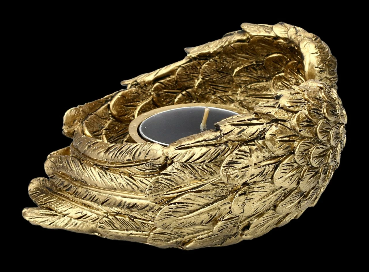 Teelichthalter - Engelsflügel Goldfarben – Bild 5