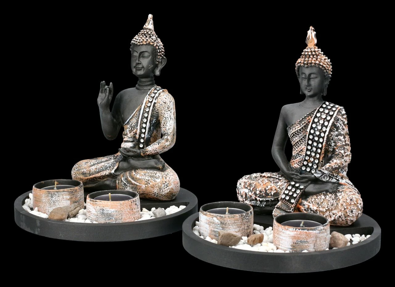 Buddha Figuren Set Mit Teelichthalter – Bild 5