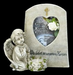 Grabengel Figur Mit Bilderrahmen Und Teelicht