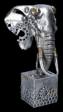 Steampunk Dekofigur - Silberfarbener Elefant