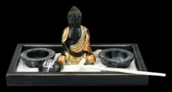 Buddha Figur Mit Zen Garten Schwarz-gold
