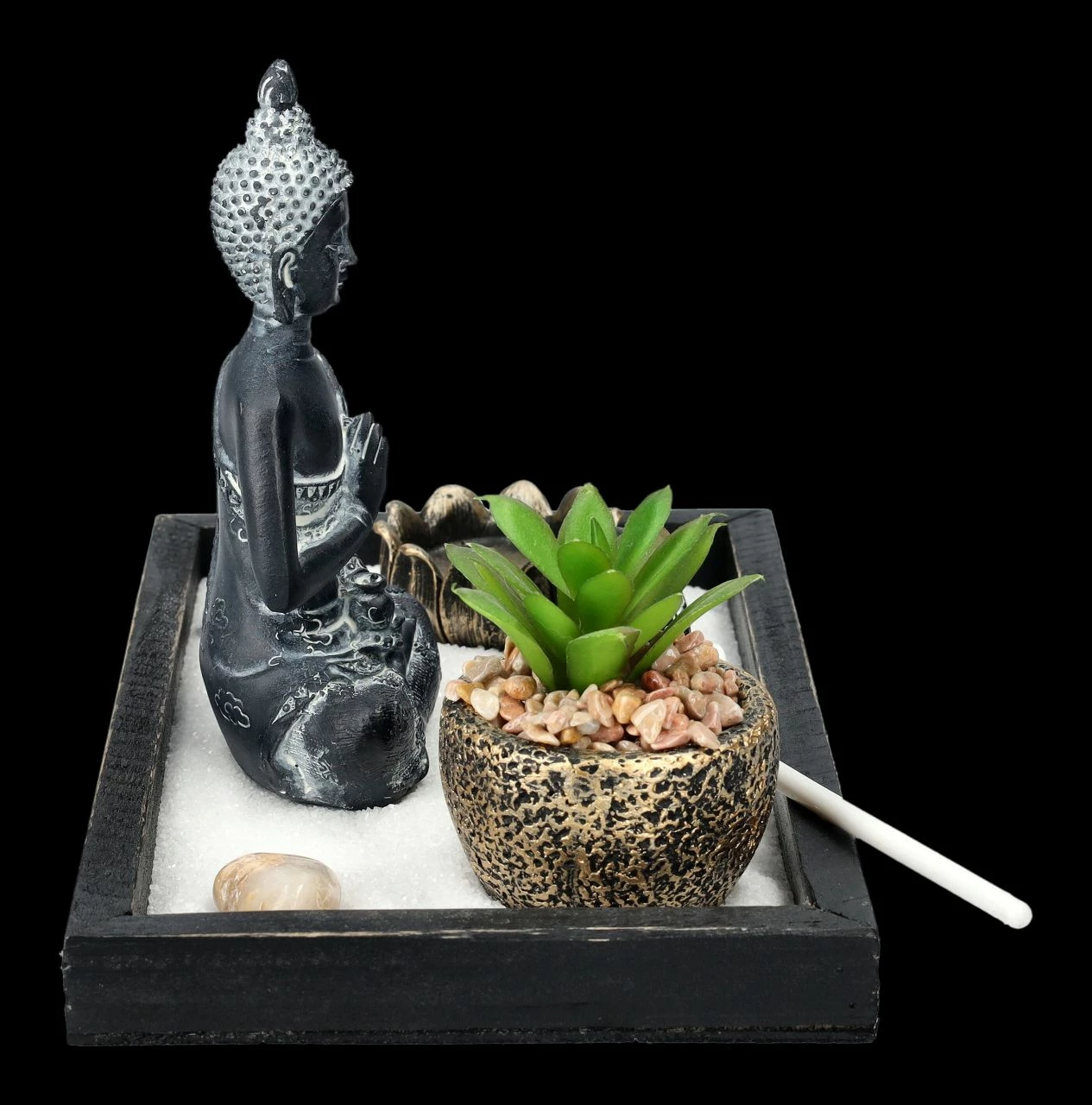 Buddha Figur Mit Zen Garten Schwarz-grau – Bild 5