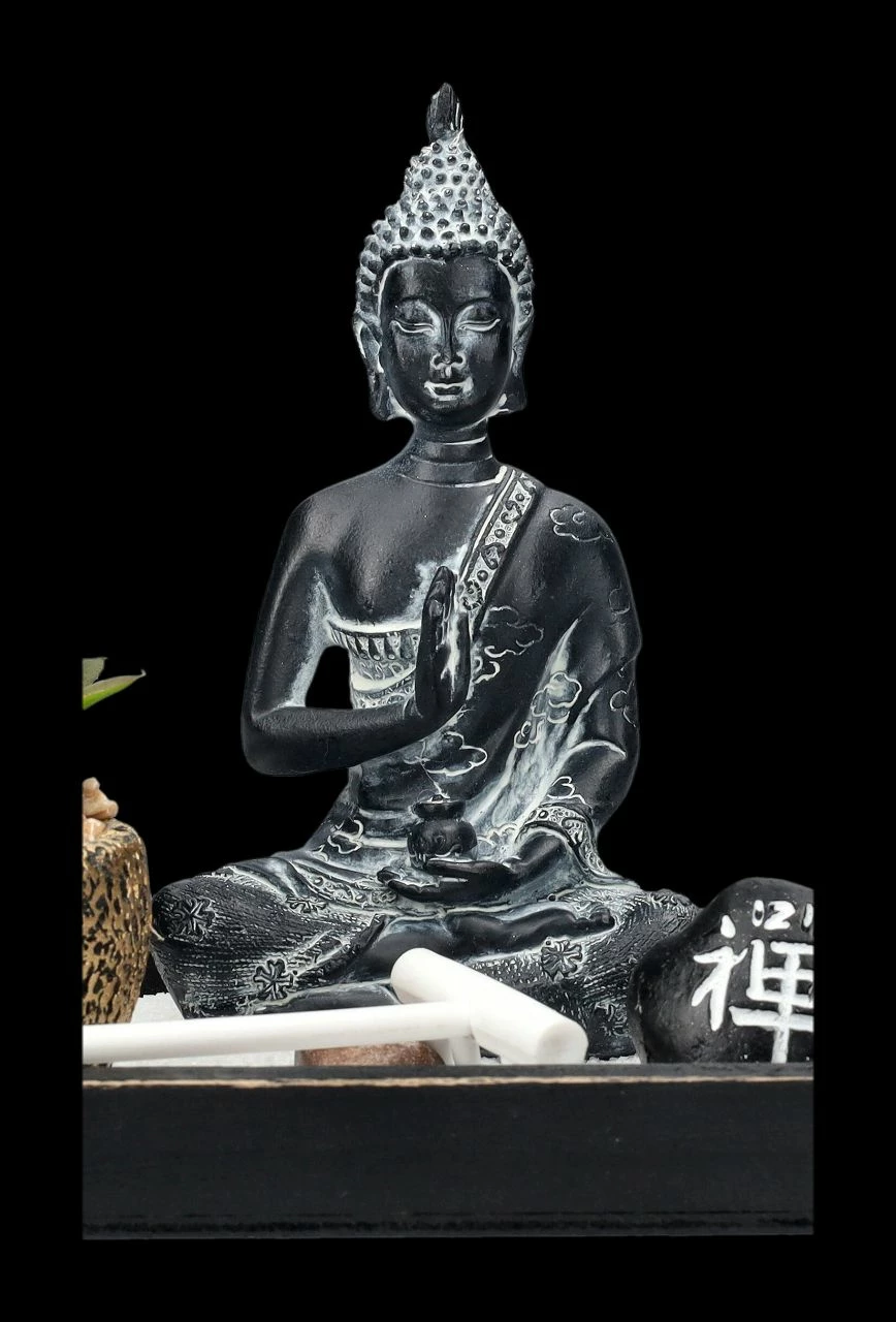 Buddha Figur Mit Zen Garten Schwarz-grau – Bild 7