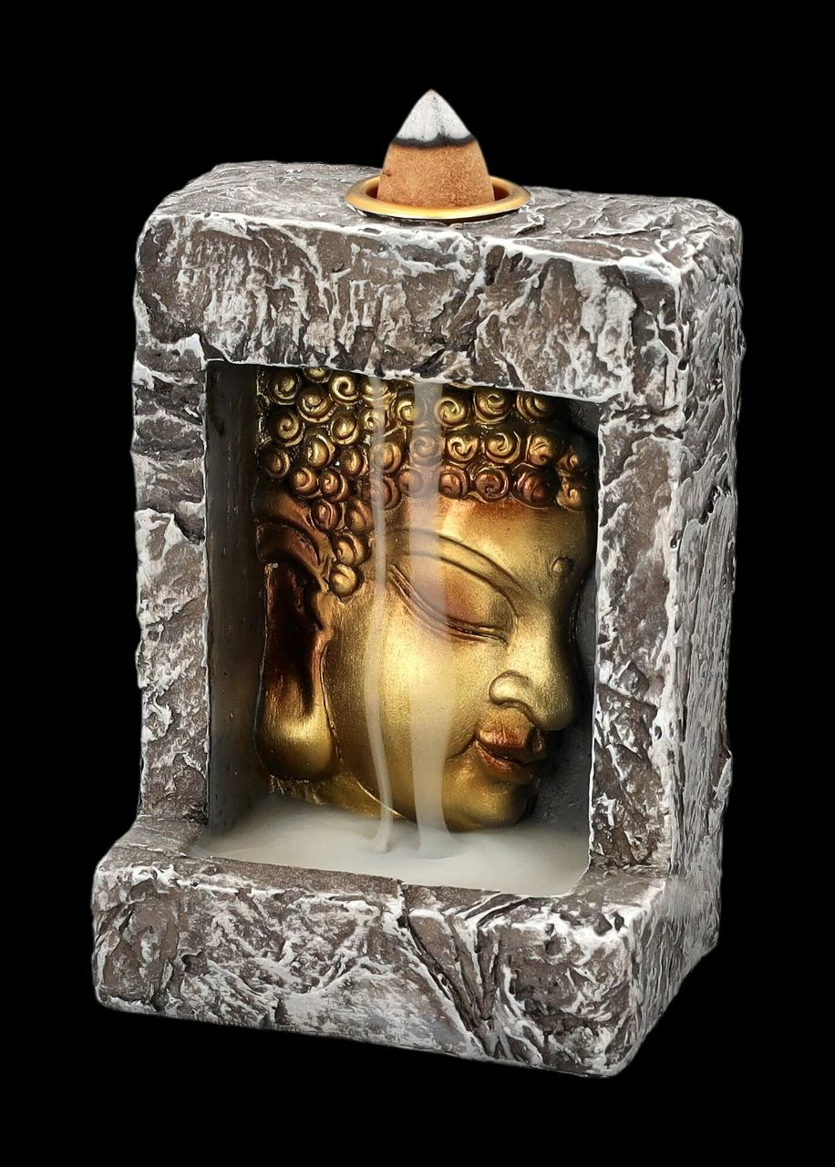 Backflow Räucherhalter - Buddha Kopf Säule – Bild 3
