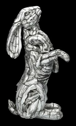 Hasenfigur - Holzoptik Silberfarben