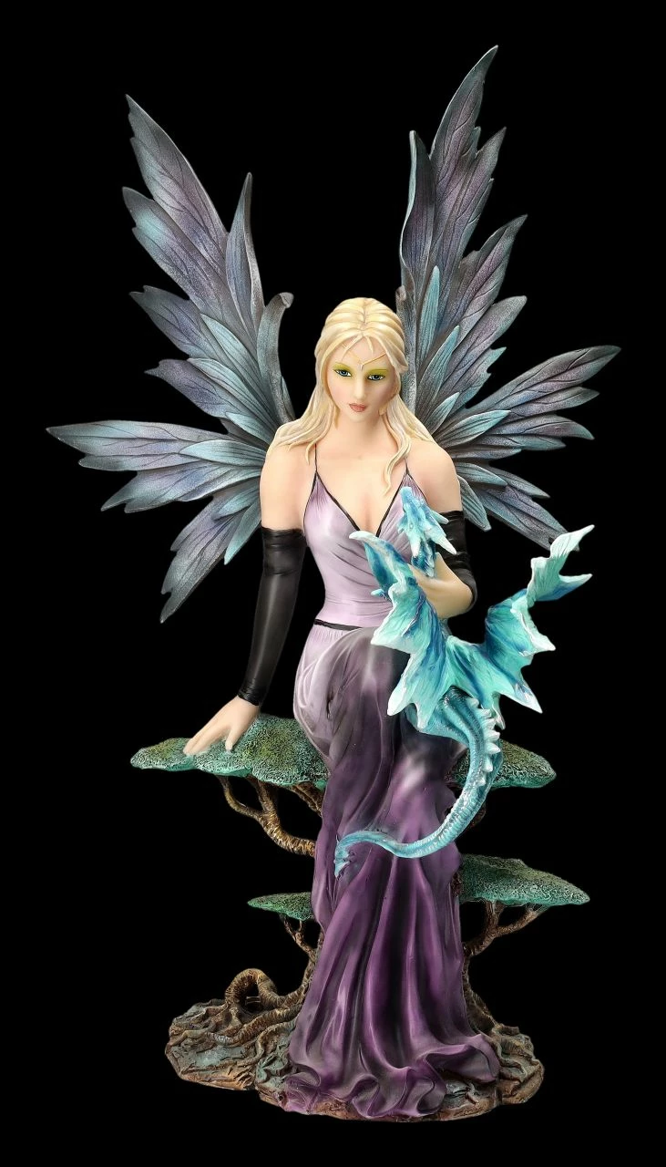 Elfenfigur Lila Auf Weltenbaum Mit Drache – Bild 2