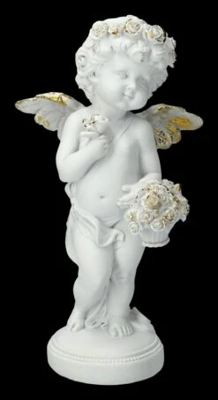 Engel Figur - Putte Mit Rosenkorb