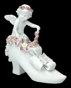 Engel Figur - Putte Mit Rosen Auf Schuh