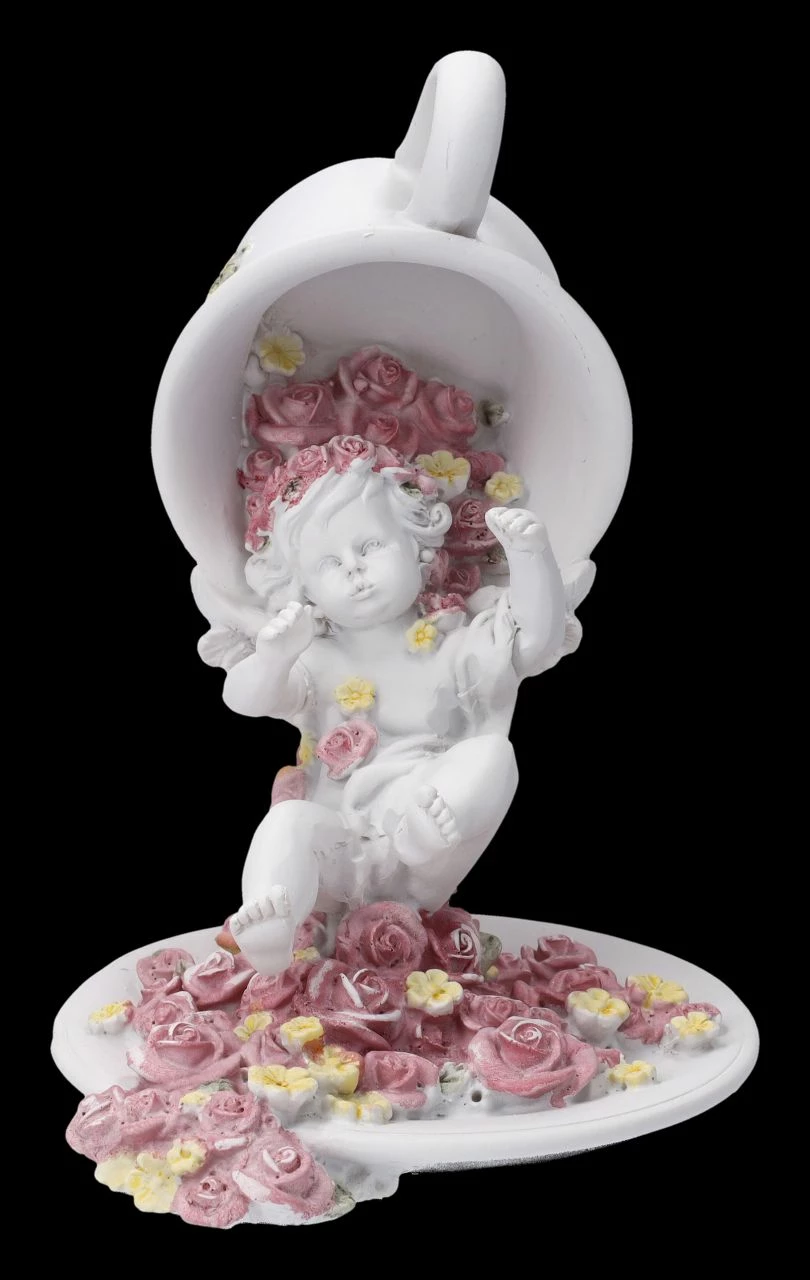 Engel Figur - Putte Fällt Aus Tasse Und Rosen – Bild 2