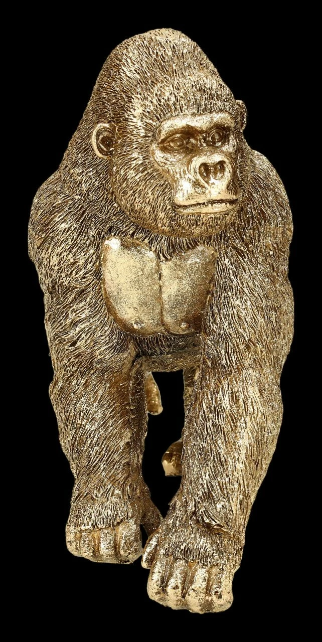 Gorilla Figur Goldfarben – Bild 3