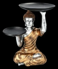 Buddha Figur Als Butler Goldfarben