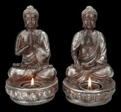 Buddha Teelichthalter 2er Set - Meditation