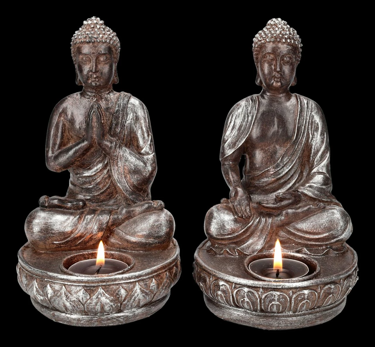 Buddha Teelichthalter 2er Set - Meditation