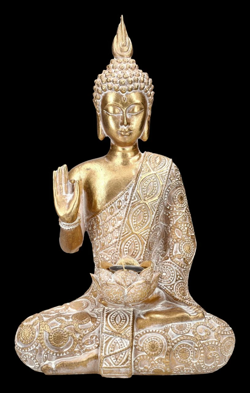 Buddha Teelichthalter - Verziert Goldfarben – Bild 8