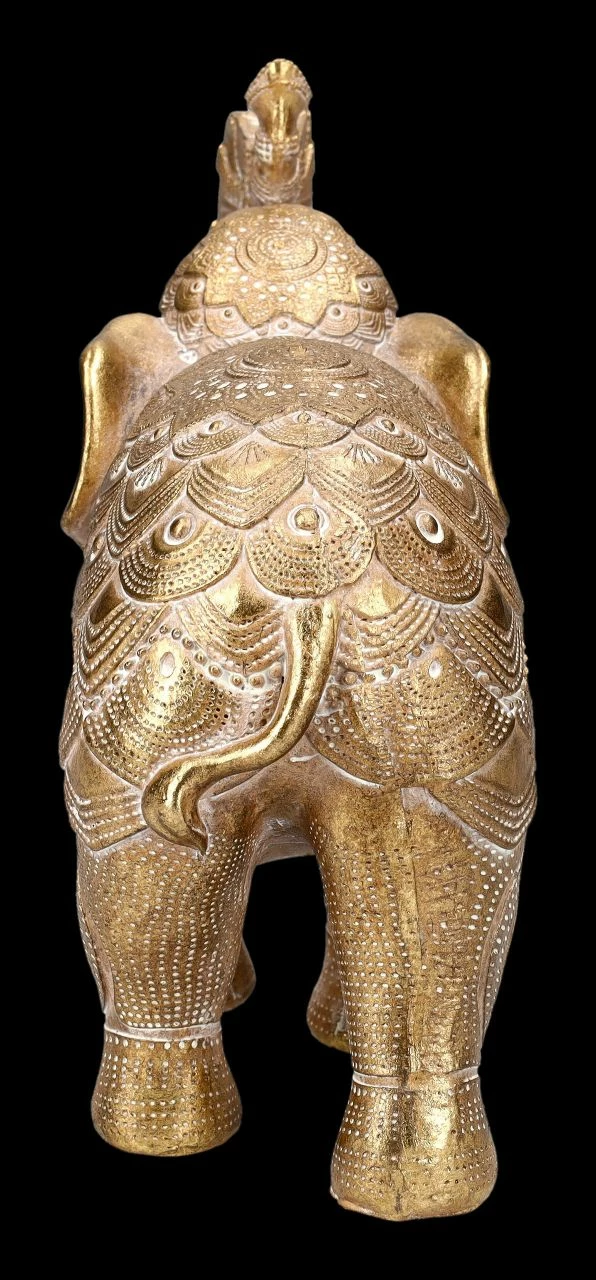 Elefanten Figuren 2er Set - Indisch Goldfarben – Bild 7