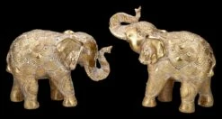 Elefanten Figuren 2er Set - Indisch Goldfarben