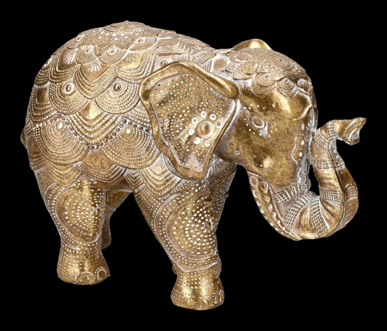 Elefanten Figuren 2er Set - Indisch Goldfarben – Bild 4