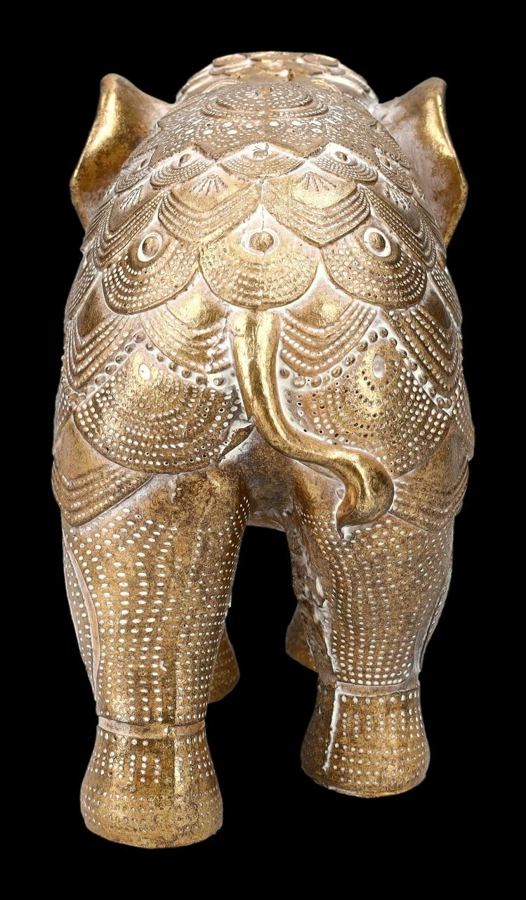 Elefanten Figuren 2er Set - Indisch Goldfarben – Bild 6