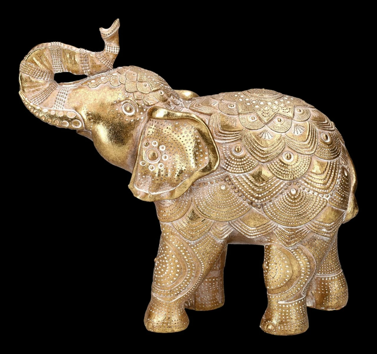 Elefanten Figuren 2er Set - Indisch Goldfarben – Bild 3