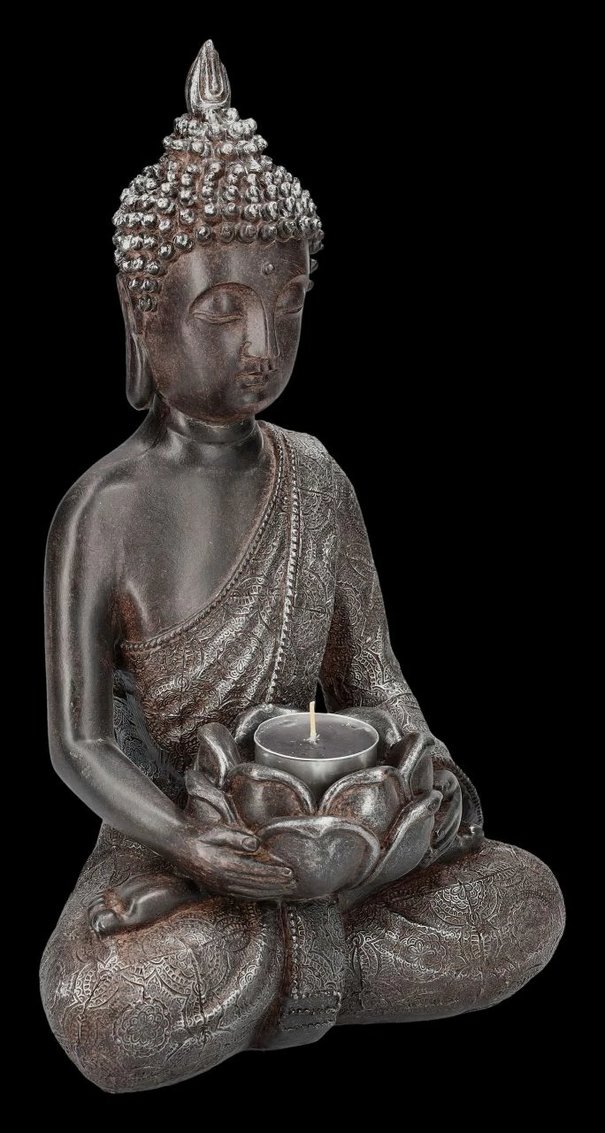 Buddha Teelichthalter - Verziert Braun – Bild 2