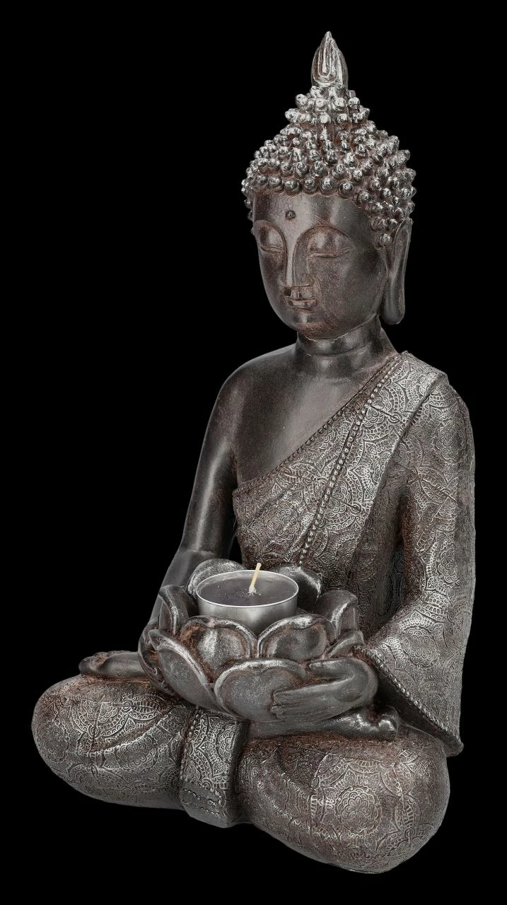 Buddha Teelichthalter - Verziert Braun – Bild 3