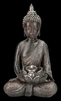 Buddha Teelichthalter - Verziert Braun