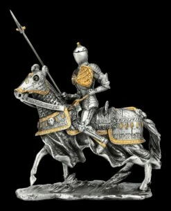Zinn Figur - Ritter Mit Pferd Und Erhobener Lanze