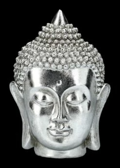 Buddha Kopf Dekofigur Antik-silber