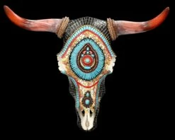 Wanddeko - Totenkopf Bison Mit Western Mosaik