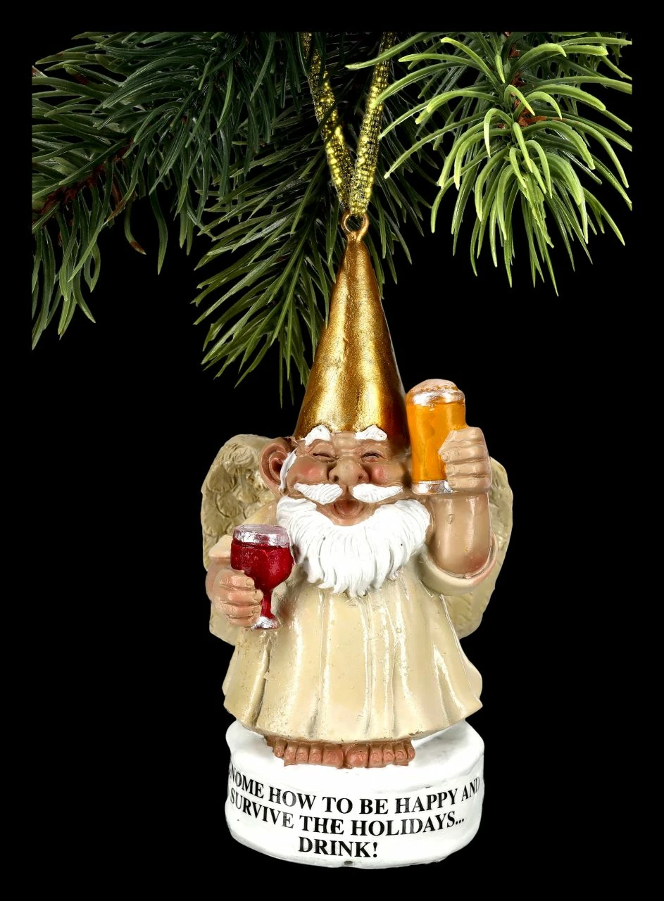 Christbaumschmuck - Gartenzwerg Engel Mit Bier