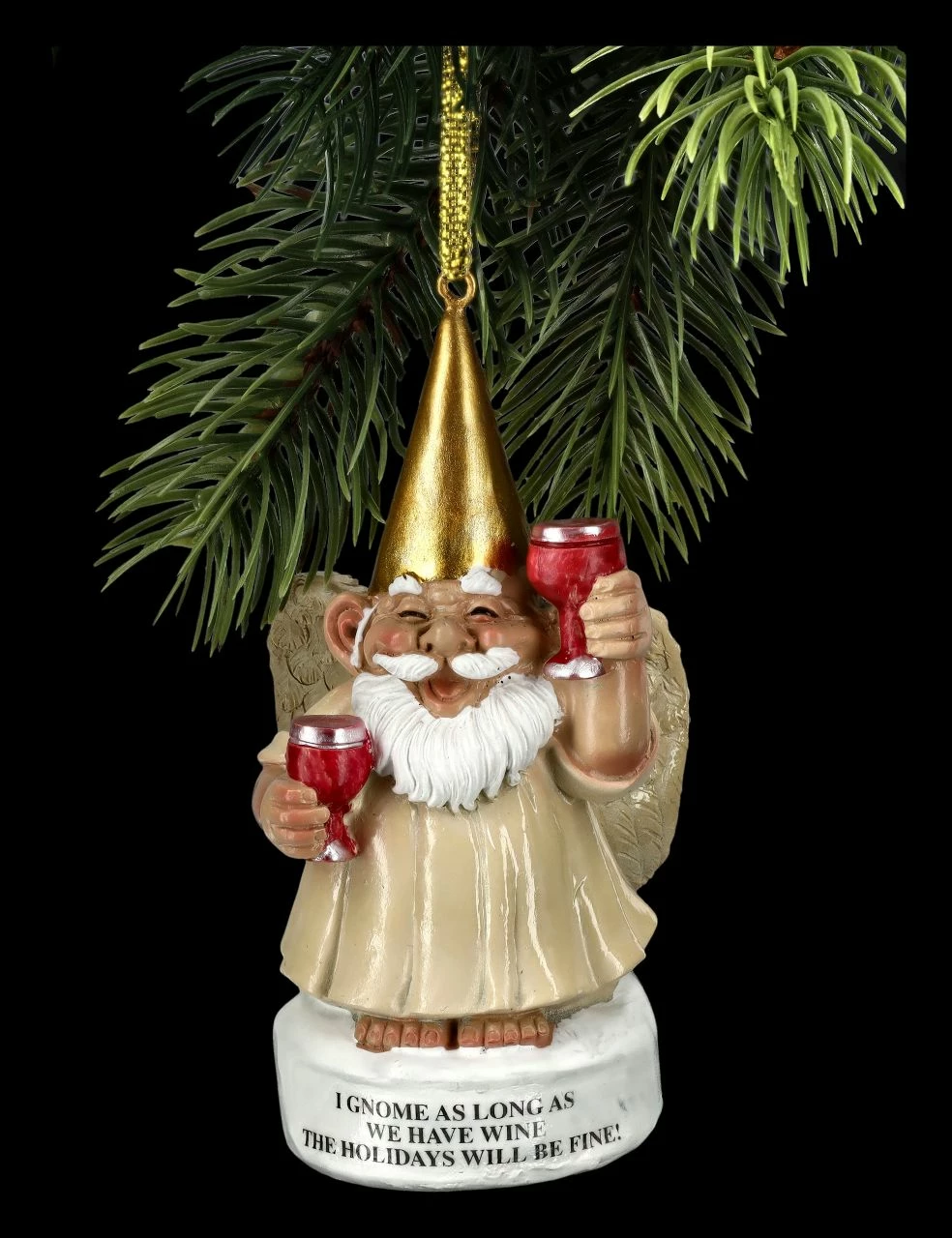 Christbaumschmuck - Gartenzwerg Engel Mit Wein
