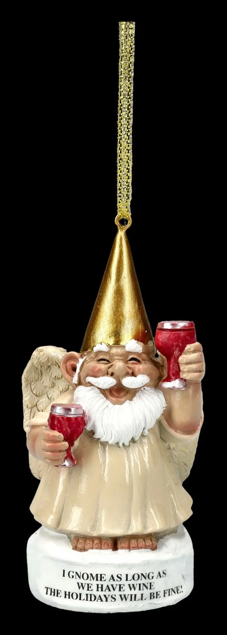 Christbaumschmuck - Gartenzwerg Engel Mit Wein – Bild 2