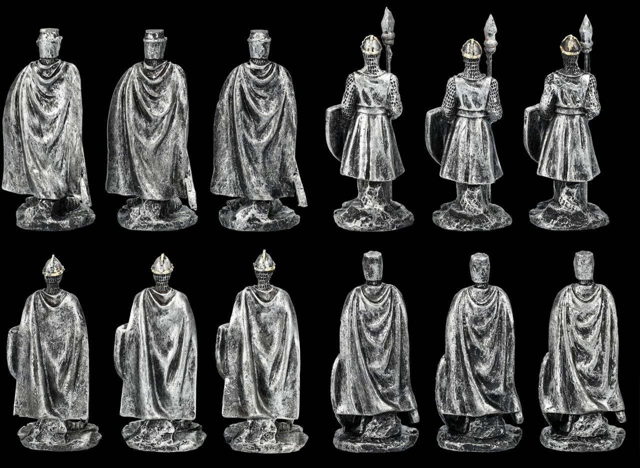 Ritterfiguren 12er Set Silber Mit Burg Display – Bild 7