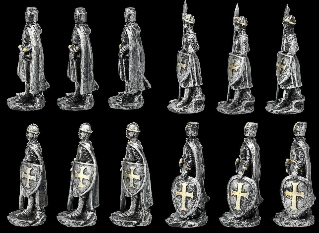 Ritterfiguren - Kreuzritter 12er Set Silber 8 Cm – Bild 8
