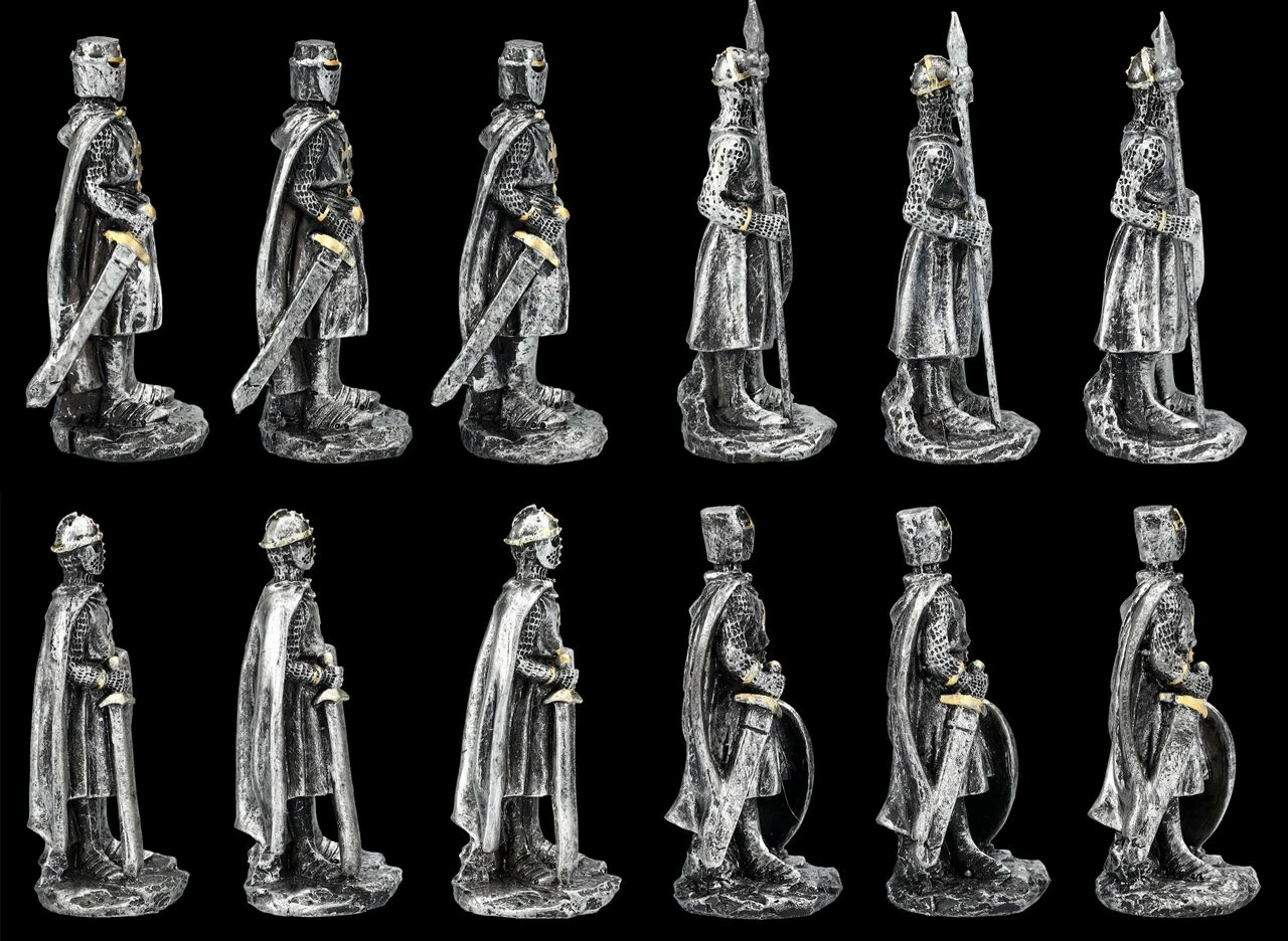Ritterfiguren - Kreuzritter 12er Set Silber 8 Cm – Bild 7