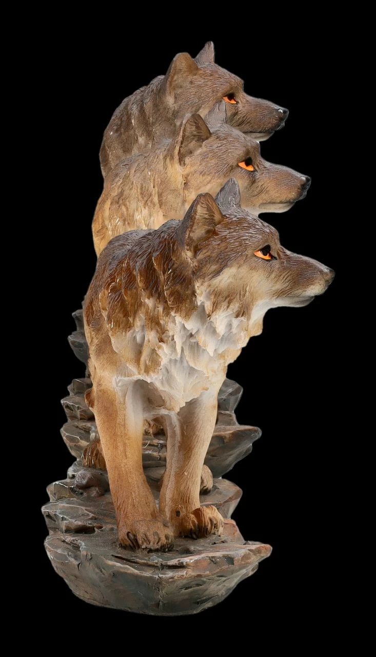 Wolf Figuren - Stehend Grau 3er Set – Bild 4
