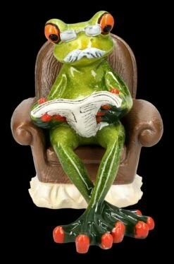 Lustige Frosch Figur - Opa Liest Zeitung
