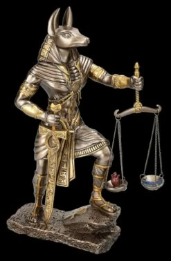 Anubis Figur Mit Waage Fällt Urteil Bronzefarben