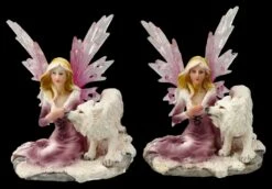 Elfen Figuren 2er Set - Rosa Feen Mit Wolf Babys